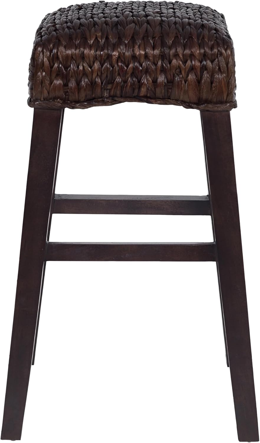 JONATHAN Y Maui Coastal Woven Water Hyacinth Bar Stool, Mango Wood Frame, 30' Backless Barstool for Kitchen Island with Integrated Footrest, Fully Assembled, Coastal, Dark Brown BSL1101C
