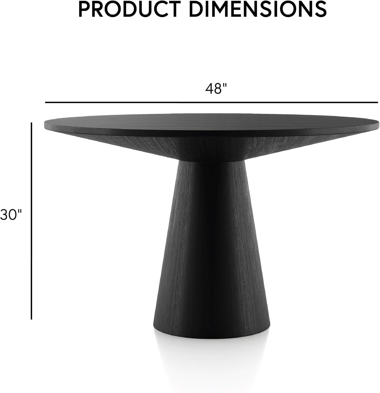 Furniture of America Lestara Modern Solid Wood 48-inch Round Dining Table with Tapered Pedestal Base, Seats up to 4, Easy Assembly, for Home, Kitchen, Living Room, Black