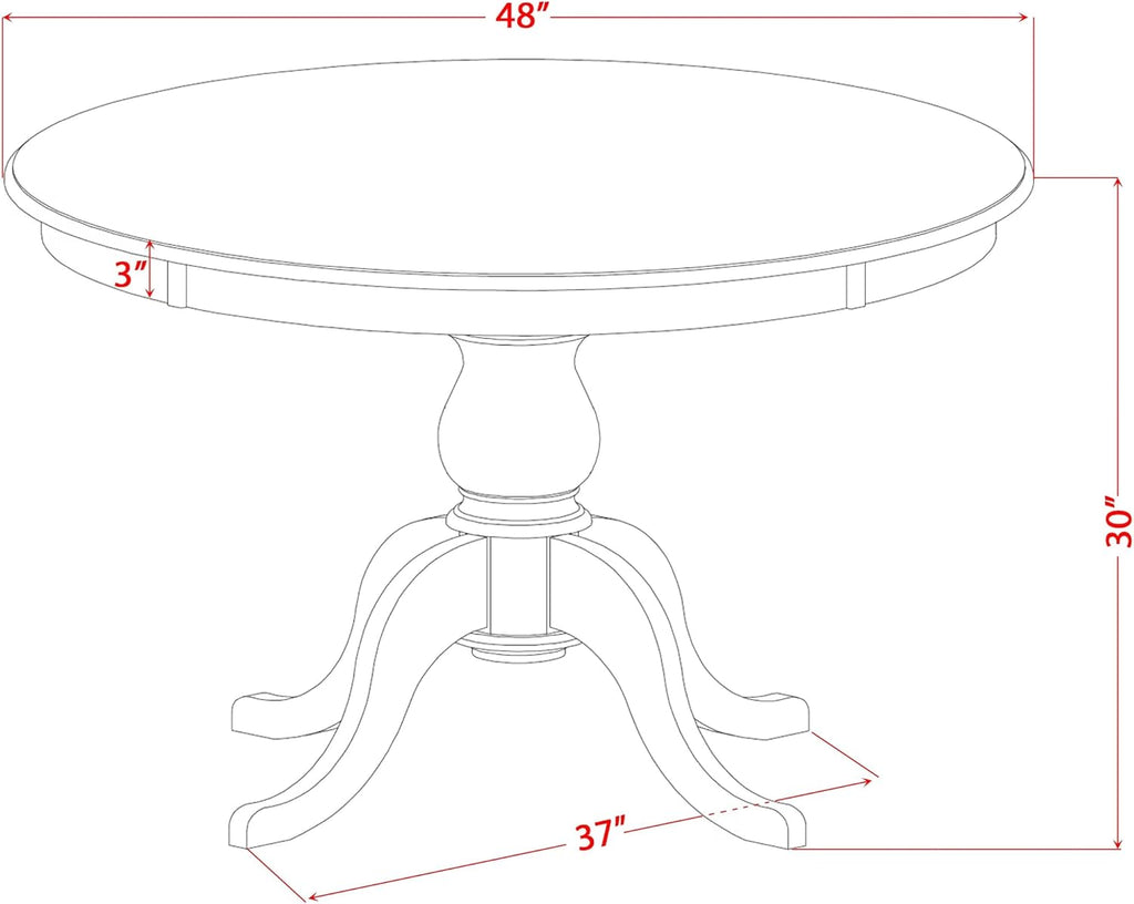 FE6-11-TP Wooden Kitchen Table with Acacia Wood Round Tabletop and Stylish Pedestal Base - Sand Blasted Black Finish