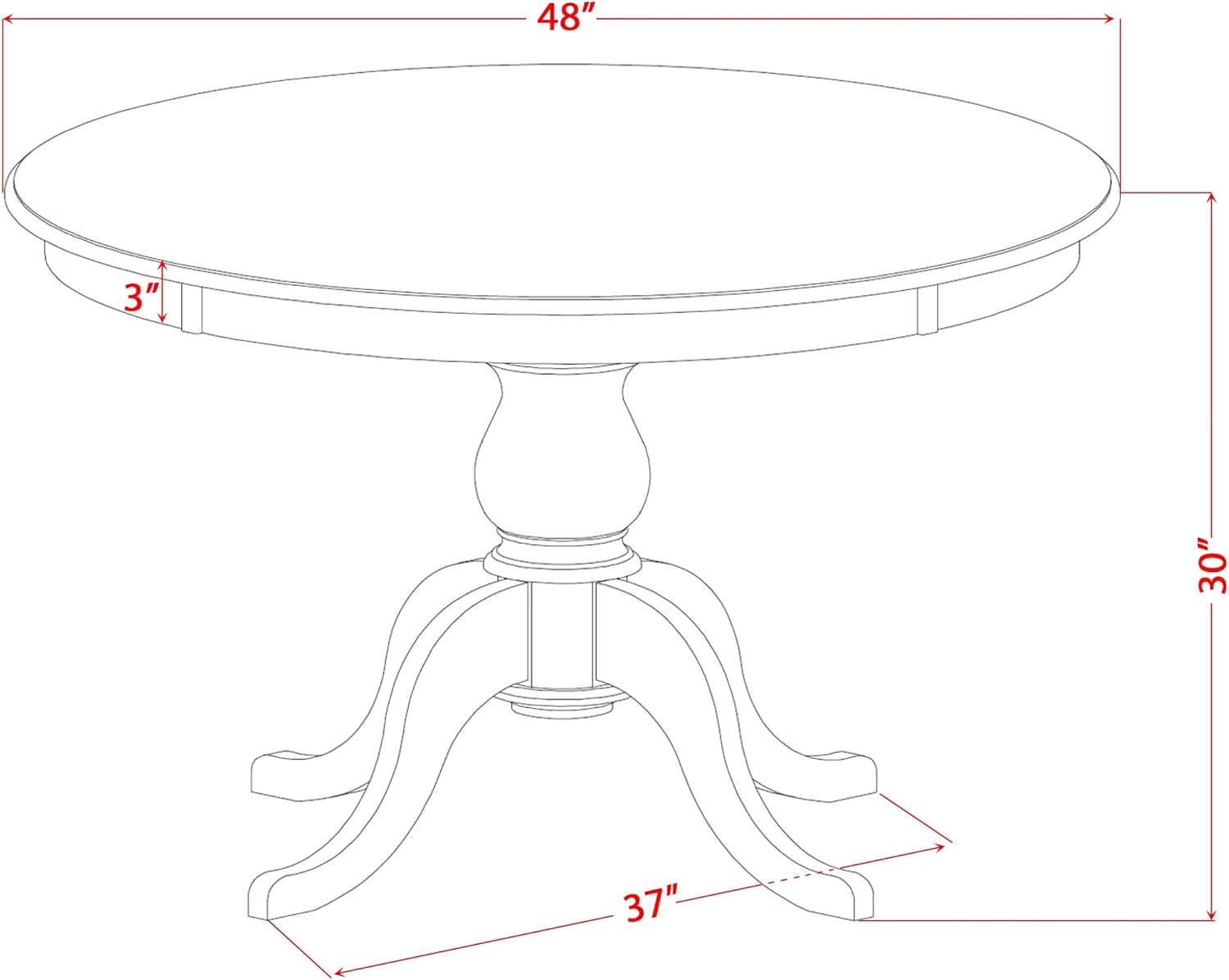 FE6-11-TP Wooden Kitchen Table with Acacia Wood Round Tabletop and Stylish Pedestal Base - Sand Blasted Black Finish