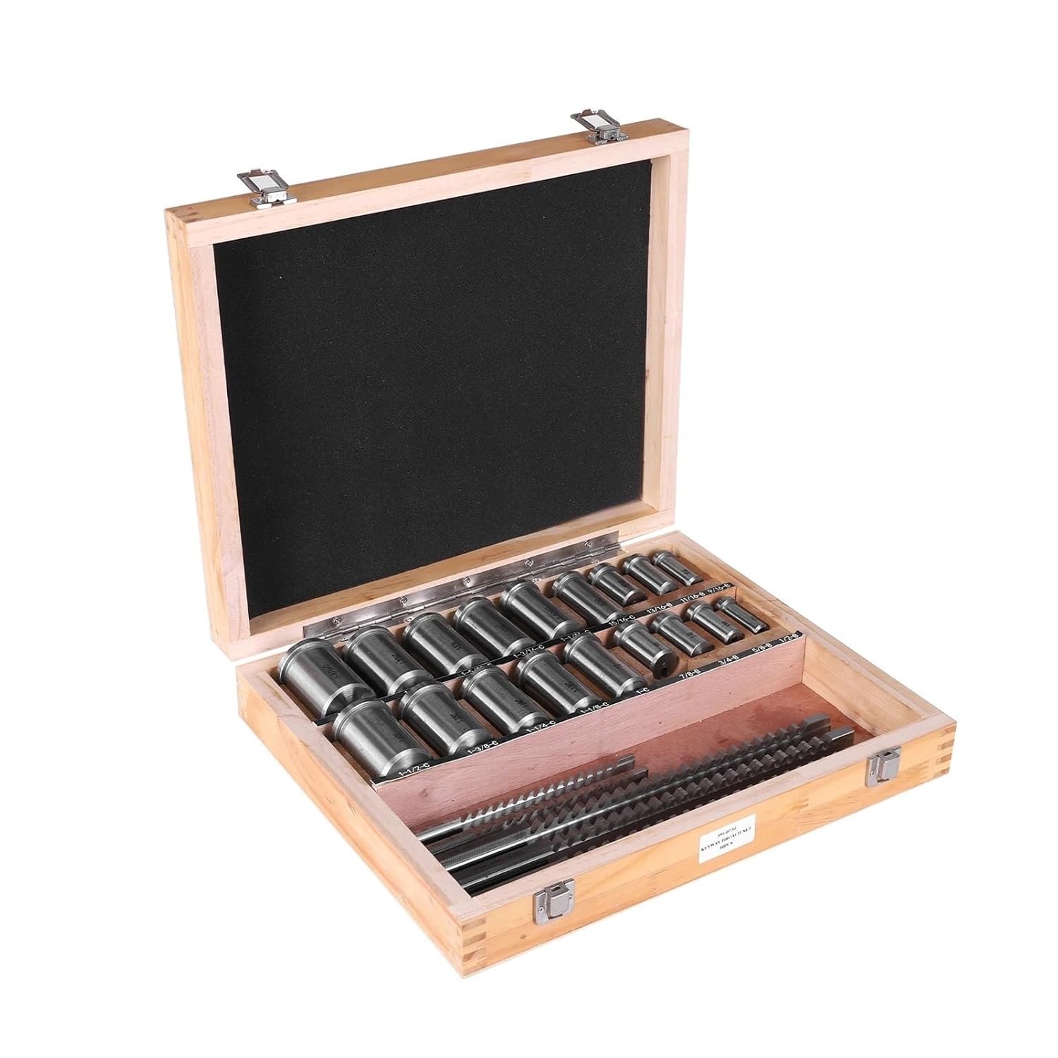 Keyway Broach Kit Keyway Spline Broaching Set with 5 Broaches 18 Bushings 7 Shims Inch Broach Set Metric Keyway Cutting Tool HSS Industrial Tools