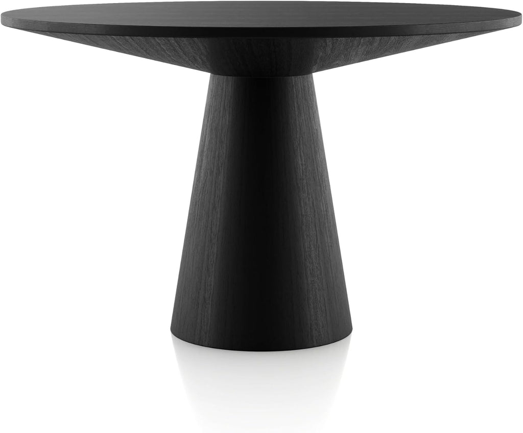 Furniture of America Lestara Modern Solid Wood 48-inch Round Dining Table with Tapered Pedestal Base, Seats up to 4, Easy Assembly, for Home, Kitchen, Living Room, Black