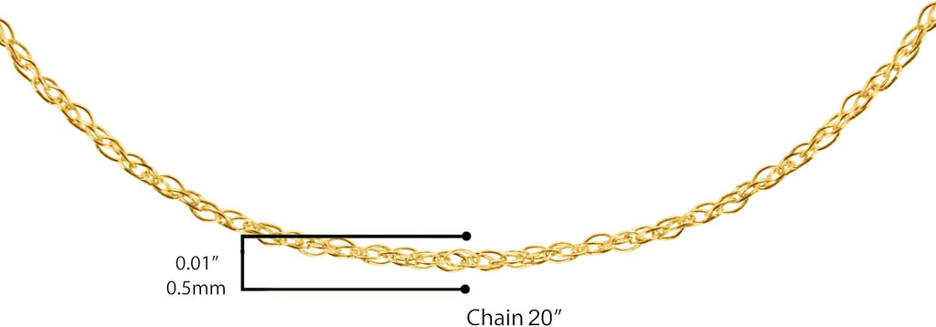 Solid 10K White, Rose or Yellow Gold 1/2 mm Slim and Dainty Rope Chain Necklace, Unisex Chain - Choice of Size and Color
