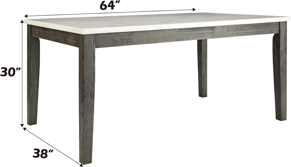 ACME FURNITURE Merel Dining Table - - White Marble & Gray Oak