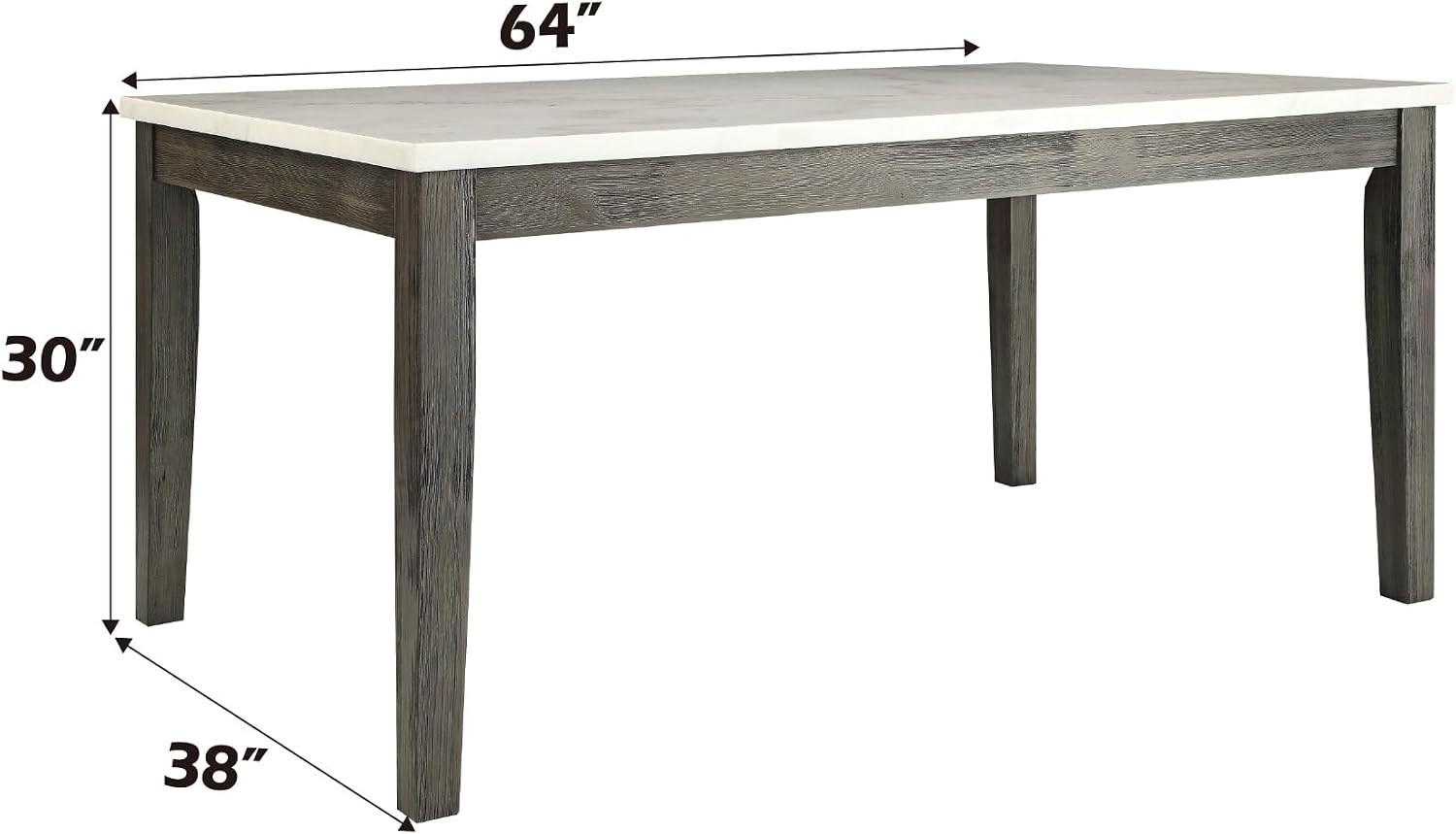 ACME FURNITURE Merel Dining Table - - White Marble & Gray Oak