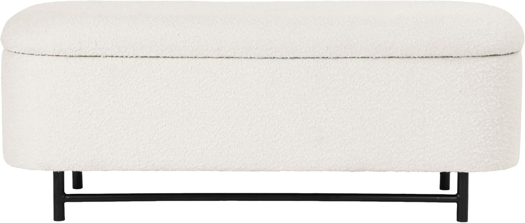 HomePop 46' Ellipse Storage Bench with Metal Legs - Cream Boucle