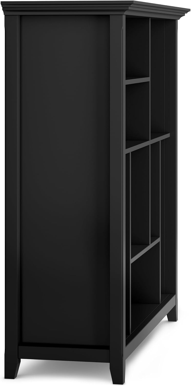SIMPLIHOME Amherst Bookcase - 44 inch Tall Multi-Cube Solid Wood Cube Organizer in Black, Transitional Bookcase Storage for Living Room, Study Room or Office with Fixed Shelves and Tapered Legs