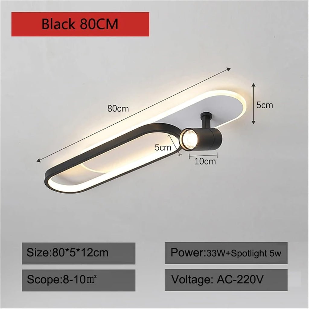 Modern Chandelier, Modern Acrylic LED Ceiling Pendant with Spotlight Compatible with Living Room Kitchen Corridor Remote Control Light Indoor Lighting (Color : Black, Size : 80cm)