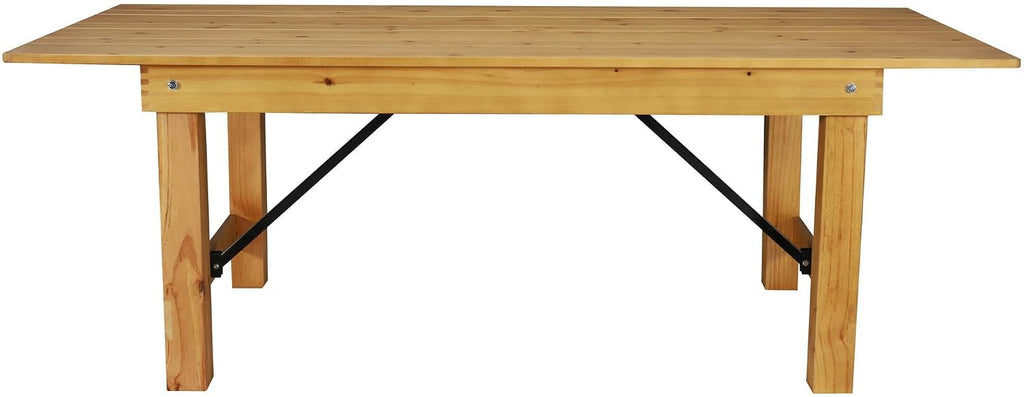 Flash Furniture HERCULES 7' x 40' Rectangular Antique Rustic Solid Pine Folding Farm Table, Light Natural