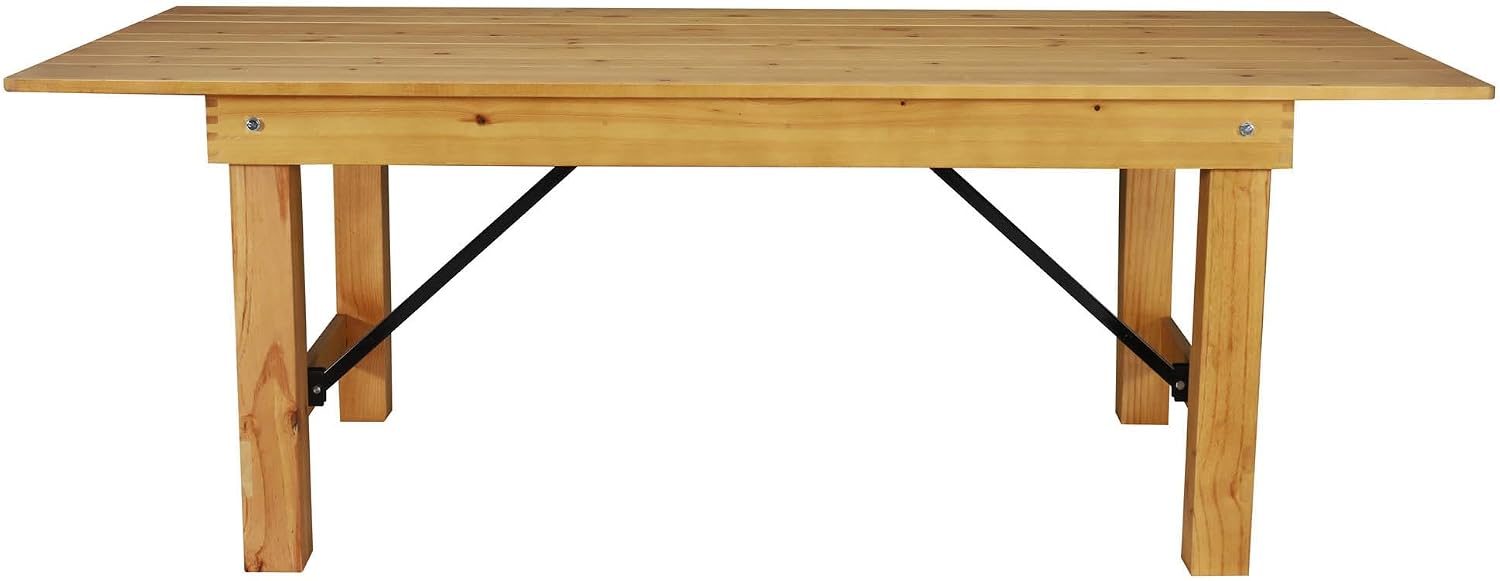 Flash Furniture HERCULES 7' x 40' Rectangular Antique Rustic Solid Pine Folding Farm Table, Light Natural