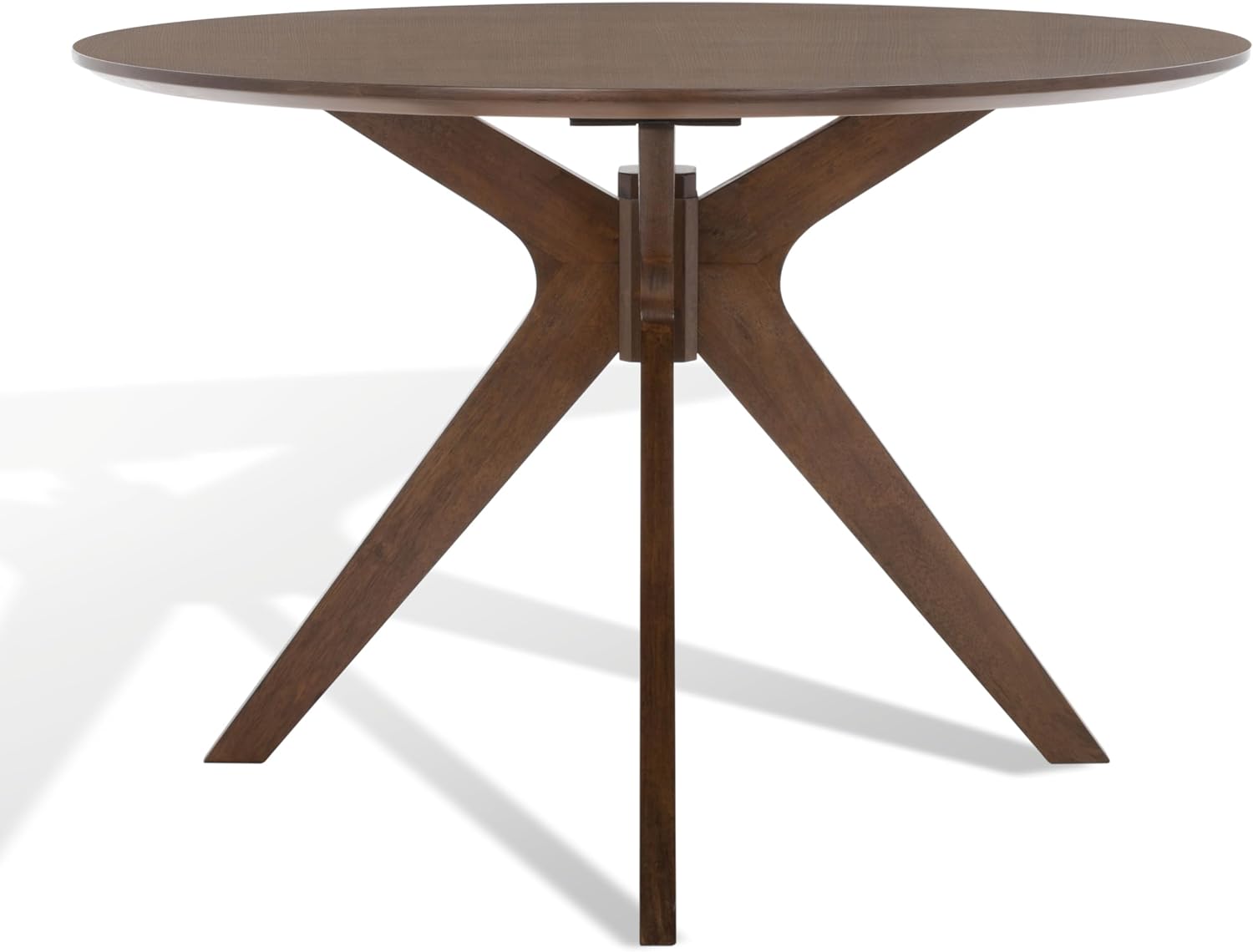 SAFAVIEH Couture Collection – Carolee Walnut Brown 46-Inch Round Dining Table, Farmhouse Dining Table for Kitchen or Dining Room, Seats Up to 4 (SFV2134C)