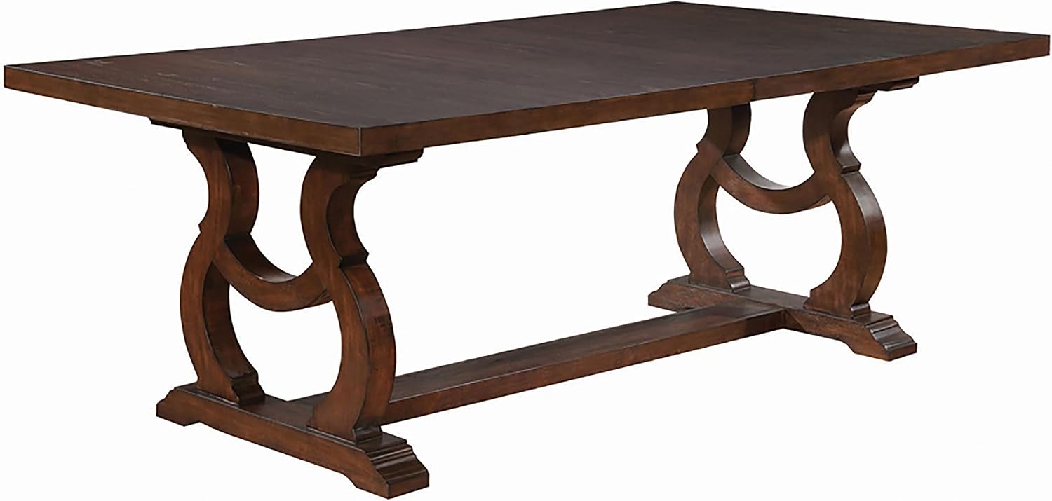 Coaster Home Furnishings - Brockway - Asian Hardwood & Veneer - Transitional Rectangular Dining Table with Extension Leaf and Trestle Base - Dining Room & Kitchen - 104 Inch - Antique Java - 110311