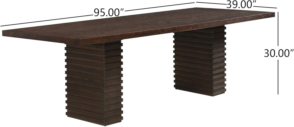 Christopher Knight Home Kaiya Modern Minimalist Wood Dining Table for 6-10 People, Rectangular Dining Room Table, Pedestal Kitchen Table, Ideal for Restaurant/Family Gatherings, Dark Brown