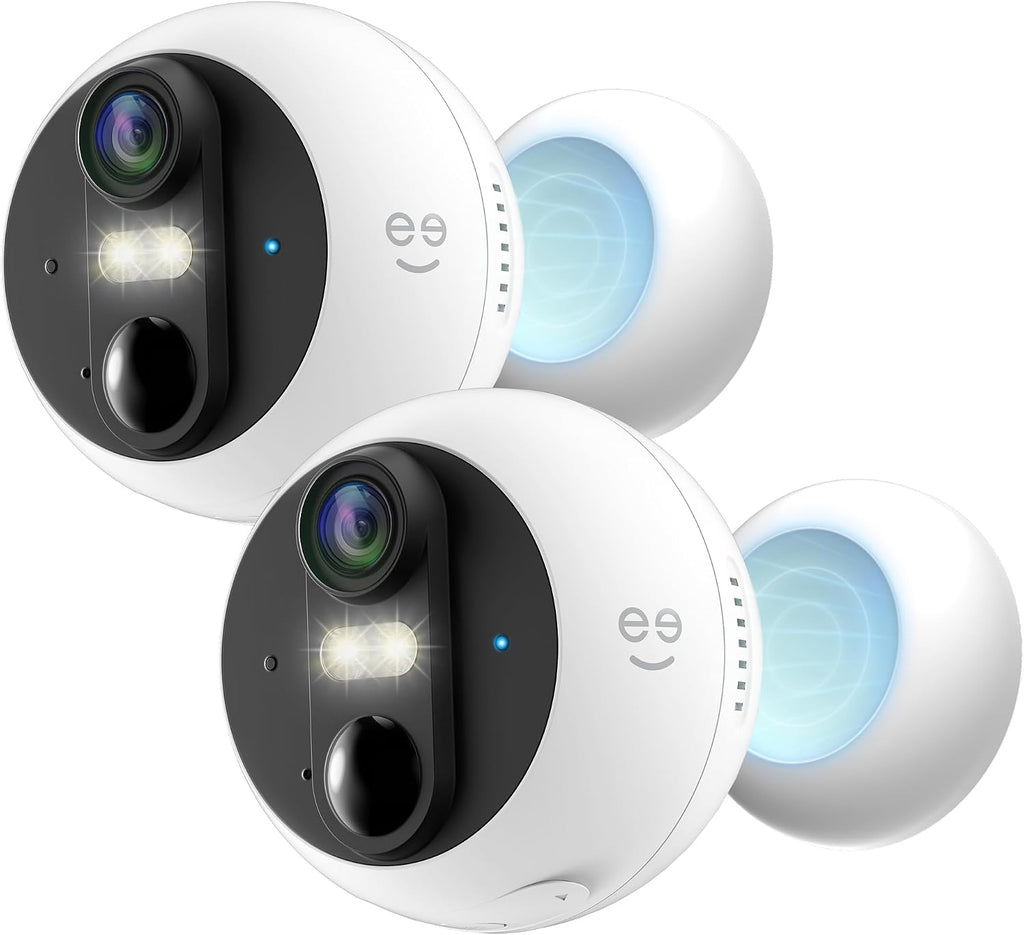 Geeni Perch 3MP Smart Magnetic Battery Camera 2-Pack – 2K HD Outdoor Wireless Security Cameras with Color Night Vision, LED Spotlight, 2-Way Audio, & IP66 Weatherproof