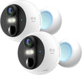 Geeni Perch 3MP Smart Magnetic Battery Camera 2-Pack – 2K HD Outdoor Wireless Security Cameras with Color Night Vision, LED Spotlight, 2-Way Audio, & IP66 Weatherproof