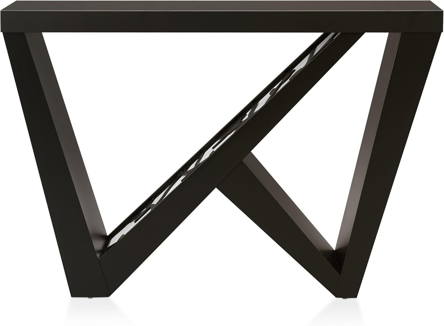 Homes: Inside + Out Naomi Modern Decorative Accent LED Console Table with W-Shaped Legs and Remote, Wood Entryway Furniture for Living Room, Hallway, Entrance, Small Spaces, Black
