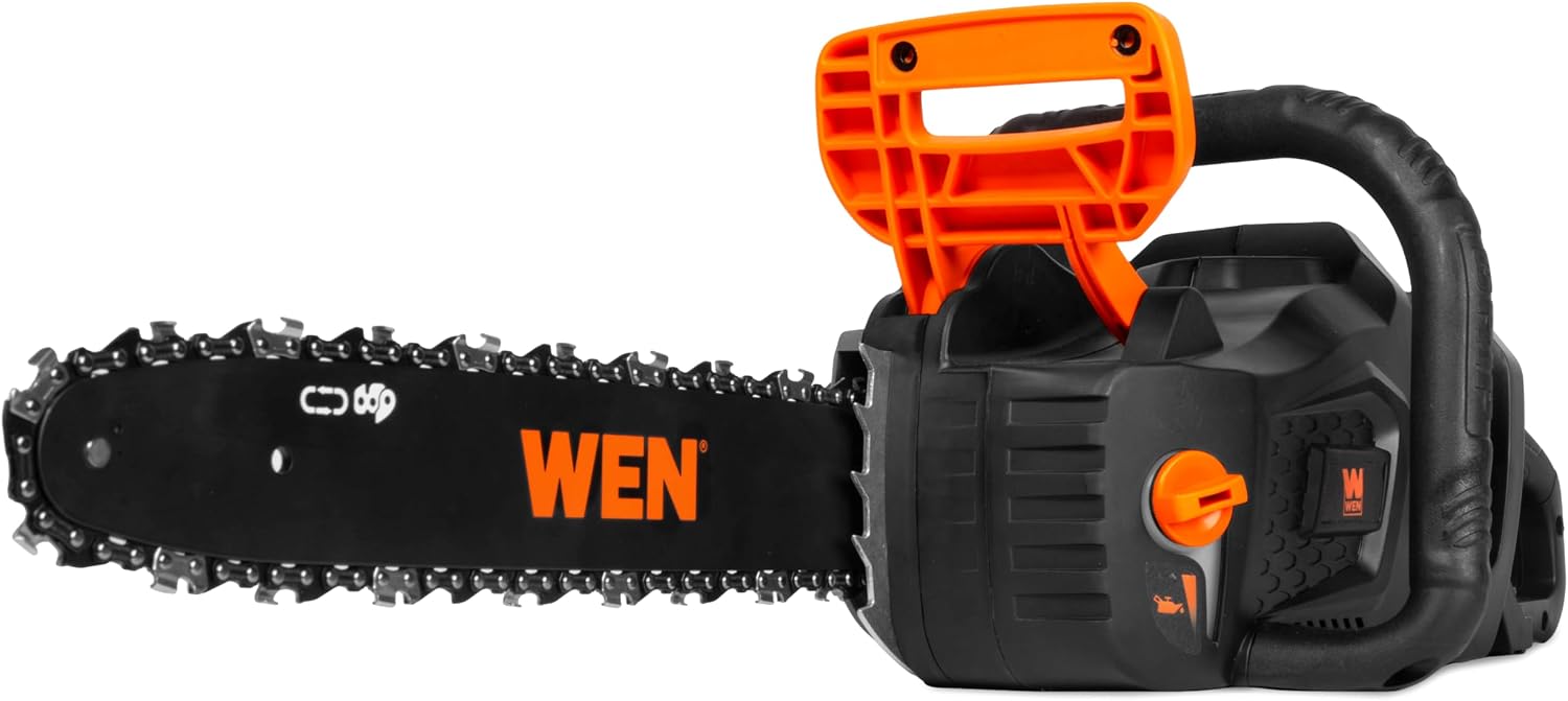 WEN 20V Max 14-Inch Cordless Brushless Chainsaw with Two 4Ah Batteries and Dual Port Charger (20754)