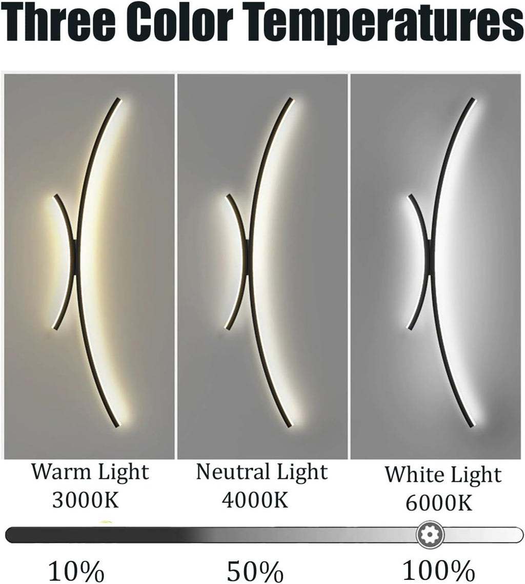 Led Wall Lights Indoor Modern with Remote Control Dimmable Wall Lamps Acrylic Elegant Curved Design Wall Spotlights for Living Room Bedroom Corridor/D/120Cm