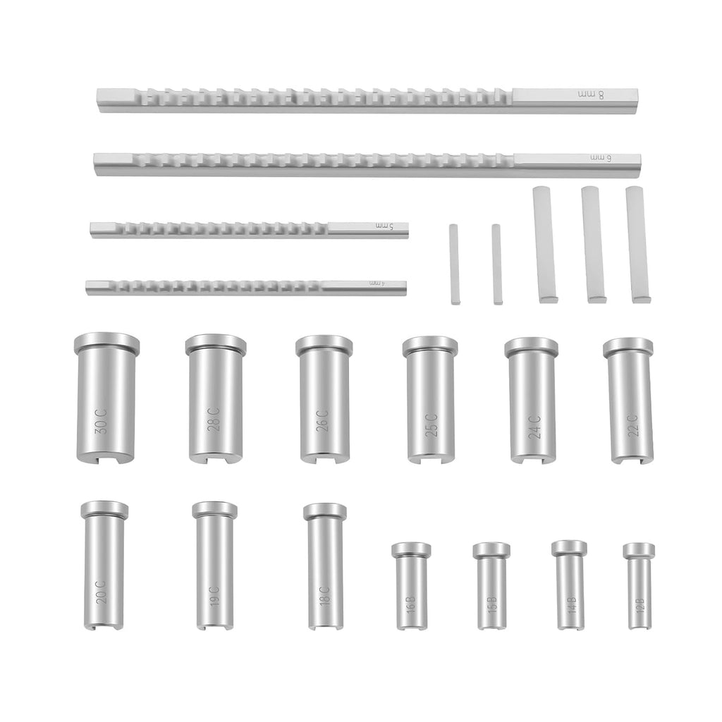 Keyway Broach Kit, 22 Pcs Collared Bushing Shim Sets HSS Broaching Cutter Industrial Broaching Tools, Metric Size 4 pcs Broach & 13 Collared Bushing & 5 Gaskets
