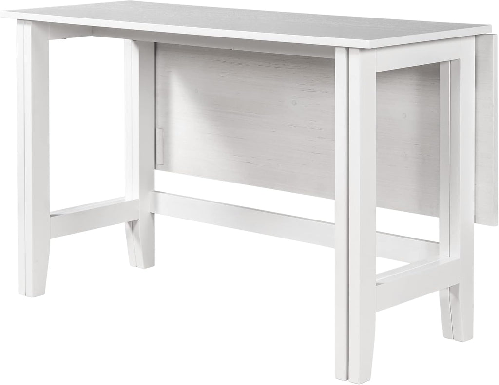 Merax Farmhouse Wood Extendable Dining Table with Drop Leaf for Small Places, Modern Freestanding Scalable Desk for Kitchen & Living Room, White