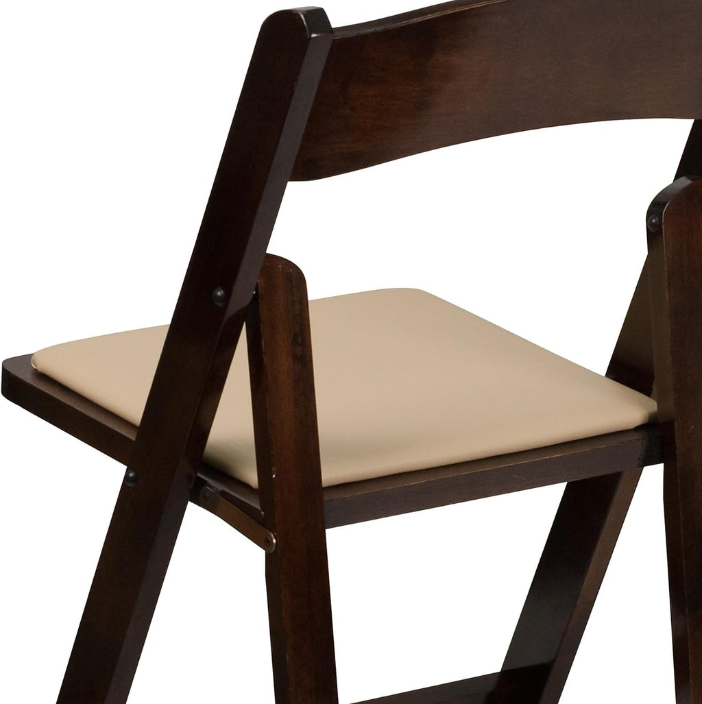 Flash Furniture 4 Pack HERCULES Series Fruitwood Wood Folding Chair with Vinyl Padded Seat