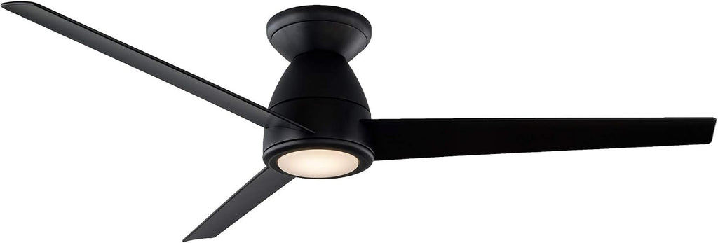 Tip Top Smart Indoor and Outdoor 3-Blade Flush Mount Ceiling Fan 52in Matte Black with 3500K LED Light Kit and Remote Control worksworks with Alexa and iOS or Android App