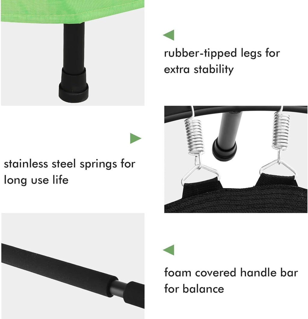 ANCHEER Trampoline for Kids, Toddler Trampoline Indoor Sports and Outdoor Games 56' Kids Rebounder 220LBS Capacity with Adjustable Safety Handrail Foldable Jumper for Boys and Girls