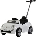 Best Ride On Cars Fiat 500 Push Car, with Stroller, Adjustable Footrest and Handle, Horn, Music, Stable Wheels, For Kids Aged 2-3 Years, 37 x 19 x 12 inches, Large, White