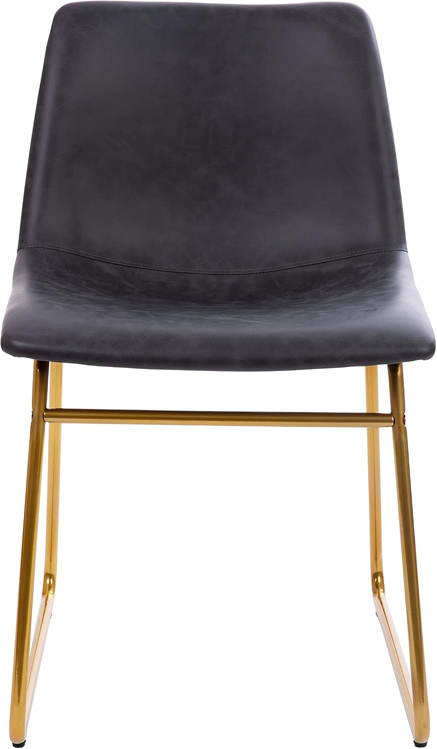Flash Furniture Butler 18' LeatherSoft Dining Table Height Chairs, Mid-Century Modern Bucket Style Dining Chairs, Set of 2, Dark Gray/Gold