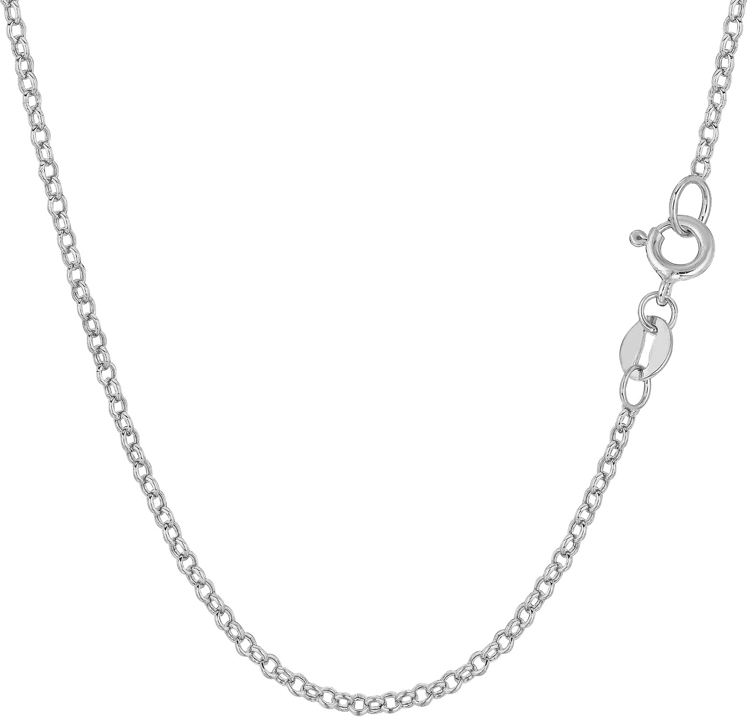 Jewelry Affairs 10k White Gold Round Rolo Link Chain Necklace, 1.9mm