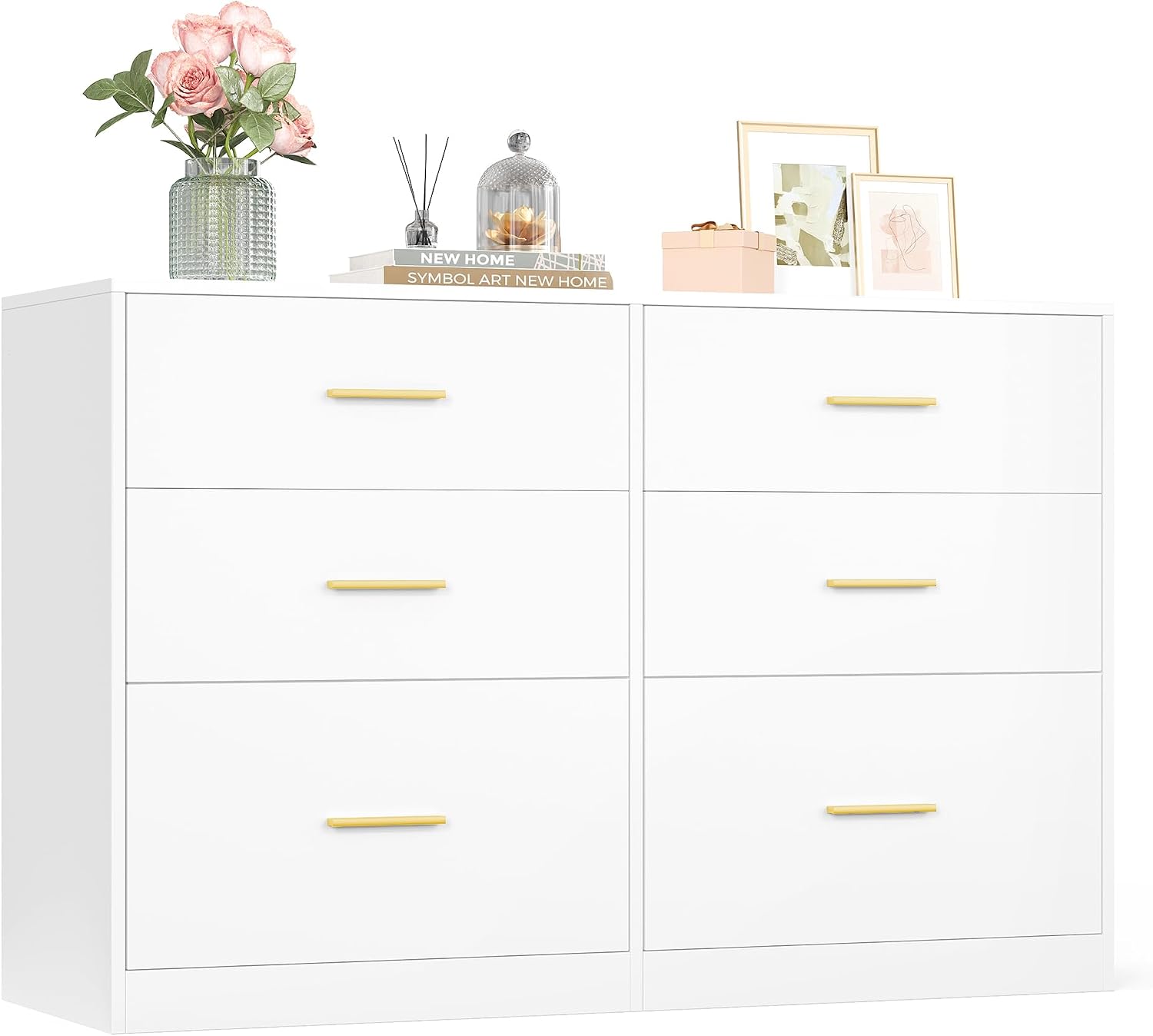 VASAGLE Custos Collection - Dresser for Bedroom, Chest of Drawers for Closet, Modern Style, TV Stand for Living Room, 6 Drawers, 15.8 x 46.9 x 30.7 Inches, Cloud White ULTS416WB01S