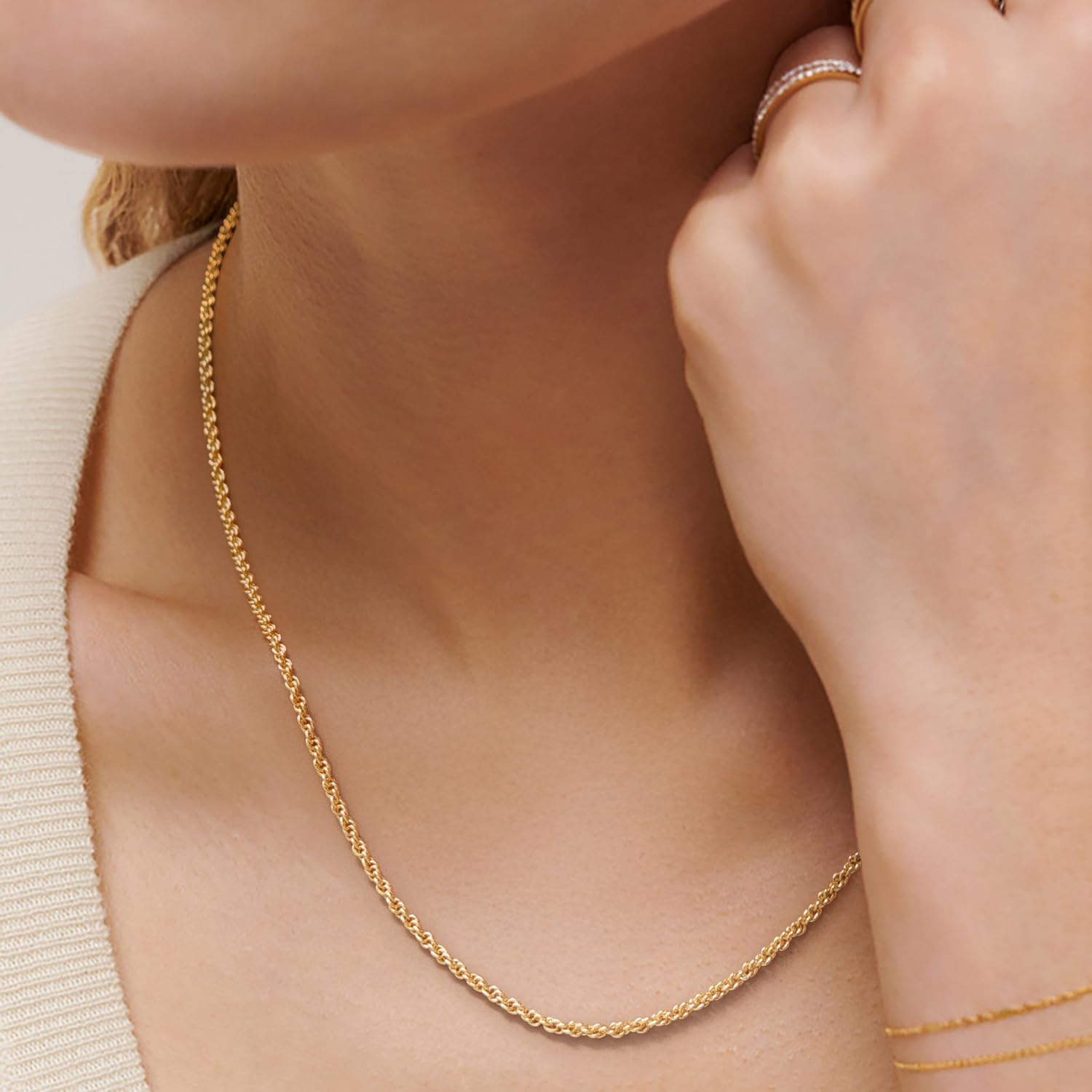 14K Gold Necklaces for Women 14K Gold Chain for Women Chain Necklace for Men Timeless yet Classic Rope Chains Design Chains for Womens Necklace 16/18/20/22/24/26in