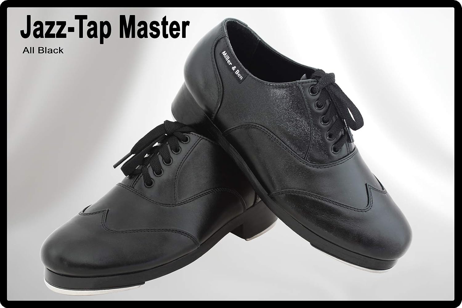 Miller & Ben Tap Shoes; Jazz-Tap Master; Men's Large Sizes; All Black Professional Tap Shoes (49.5 EU)