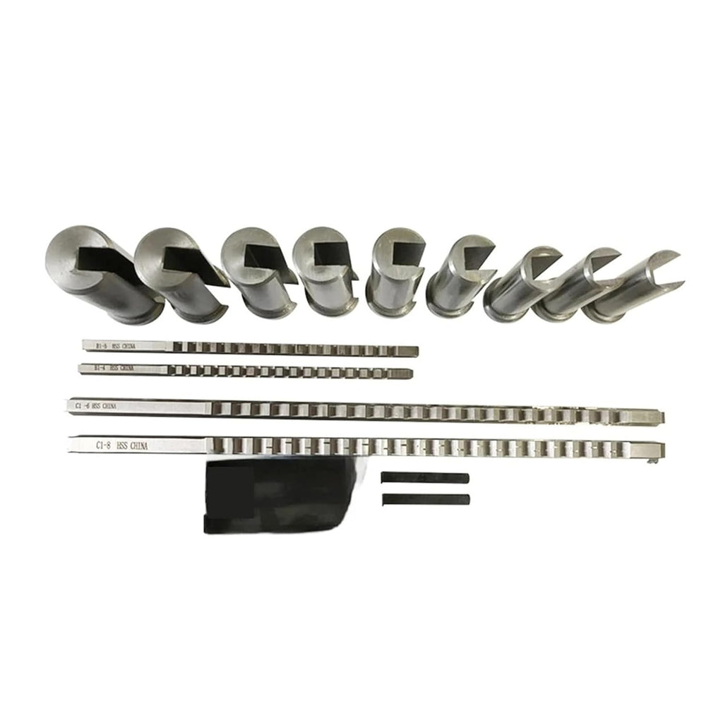 18pc HSS Metric Keyway Broach Cutter, B C Push Type 4mm 5mm 6mm 8mm + 9pc Bushing Sleeve + 5pc Shim Cutting Tool Metalworking