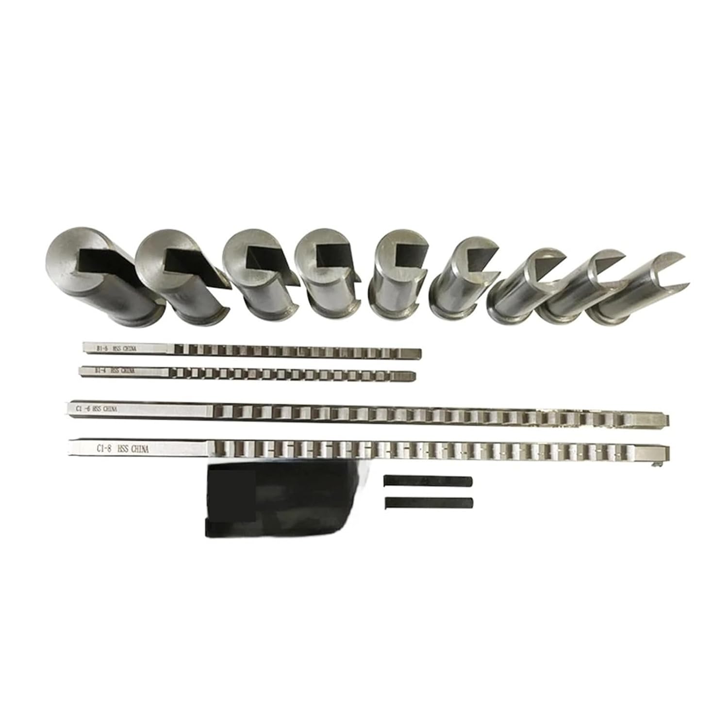 18pc HSS Metric Keyway Broach Cutter, B C Push Type 4mm 5mm 6mm 8mm + 9pc Bushing Sleeve + 5pc Shim Cutting Tool Metalworking