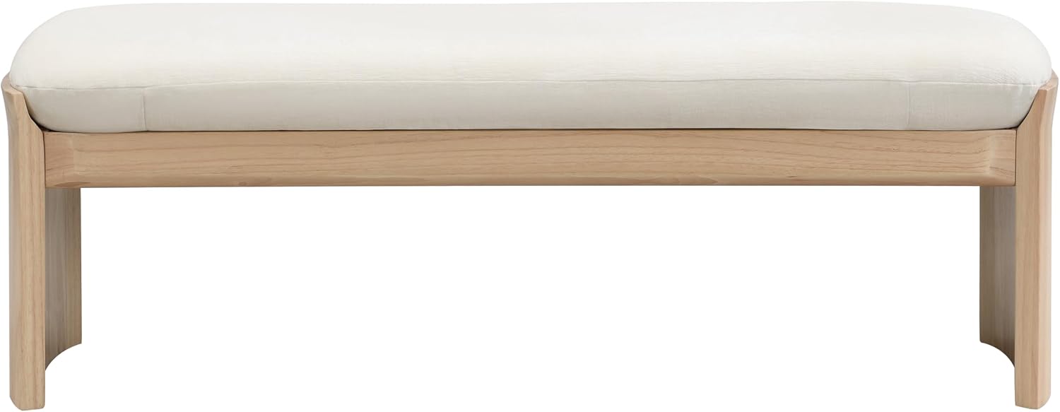 Christopher Knight Home Paxton Fabric Upholstered Ottoman Bench, Rectangular Foot Stools Ottoman, Entryway Wood Ottoman Footrest, Bedroom End of Bed Footstool,Living Room Sofa Extra Seat,Beige+Natural