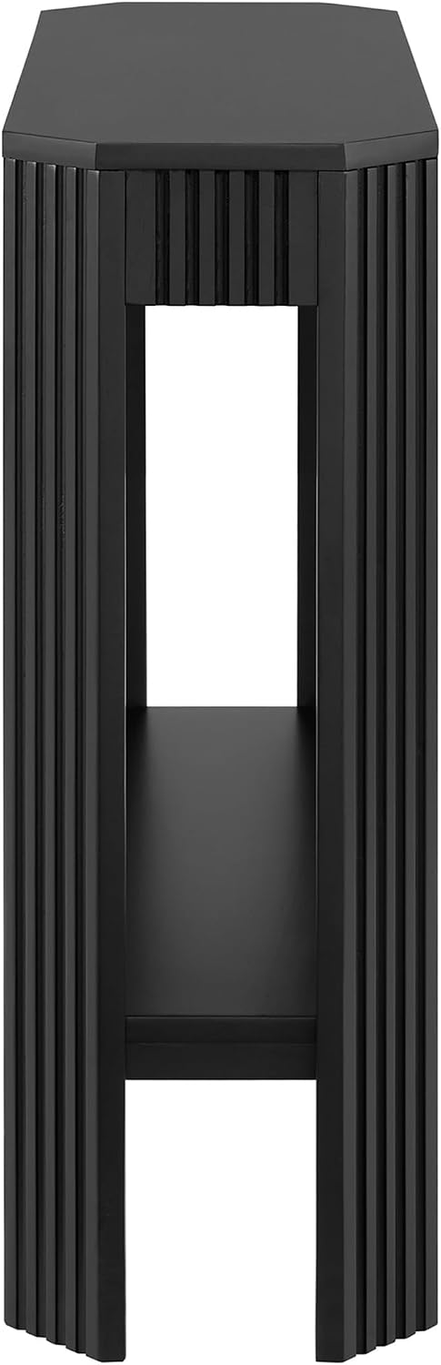 Alaterre Furniture Fluted Solid Wood Console Table - 36 Inch Modern Entryway Table with Storage Shelf - Easy Assembly Living Room Furniture for Behind the Couch, Entryway, or Hallway (Black)