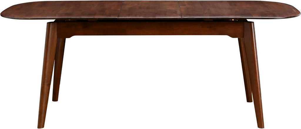 Furniture of America Nazaen Modern Solid Wood 78.7-inch Extendable Rectangular Dining Table with Removable Leaf, Mechanism Auto Pop-up for Home Kitchen, Dinettes, Rich Walnut