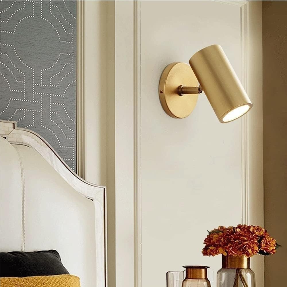 Brass Wall Sconce Rotating Adjustable E27 Reading Light Minimalist Indoor Spotlight Bedside Bedroom Lighting