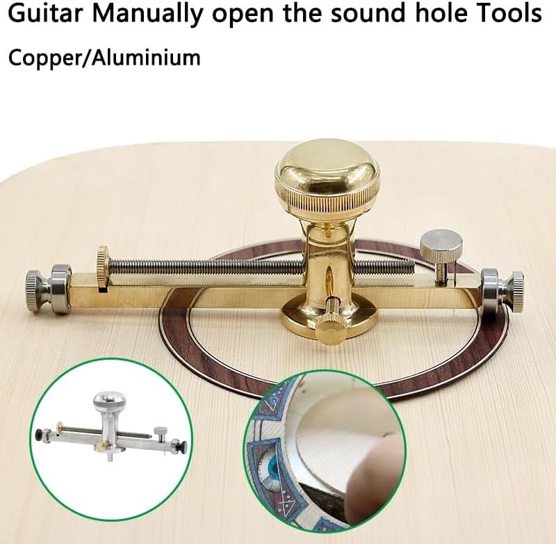 Guitar Sound Hole Cutter, Rosette Inlay Circle Router Tool: Manual Adjustable Circle Cutter-Soundhole Opening & Ring Channel Cutting | Acoustic/Classical/Folk Luthier Building Repair (Copper)