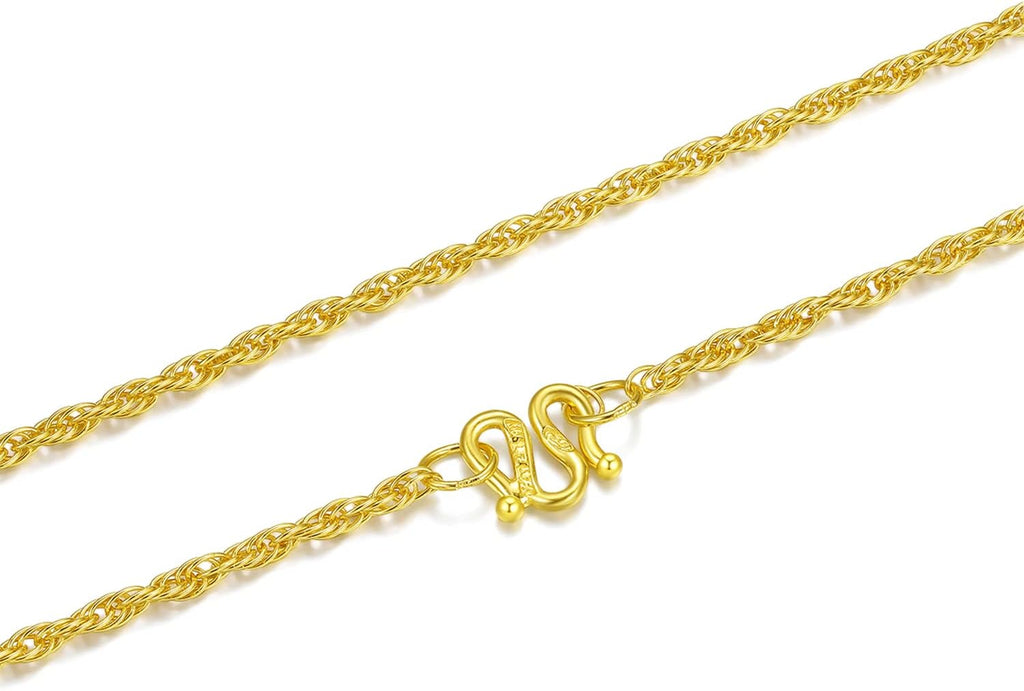 ZHOU LIU FU 24K Solid Gold Necklace for Women, Real Pure Gold Jewelry Dainty Oval Clip Link Cable Chain Necklace for Men Girlfriend