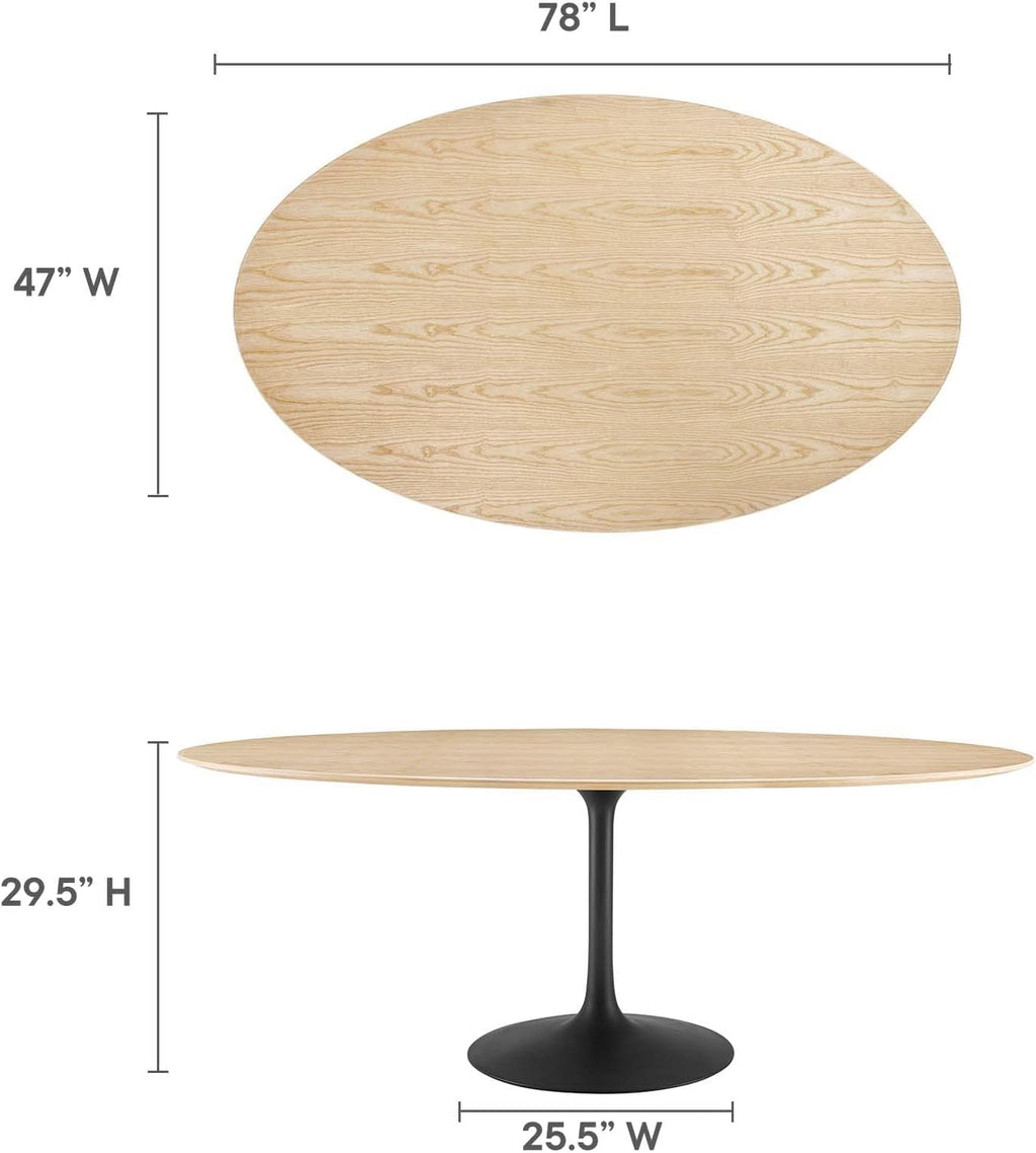 Modway Lippa Dining Table, 78', Black Natural