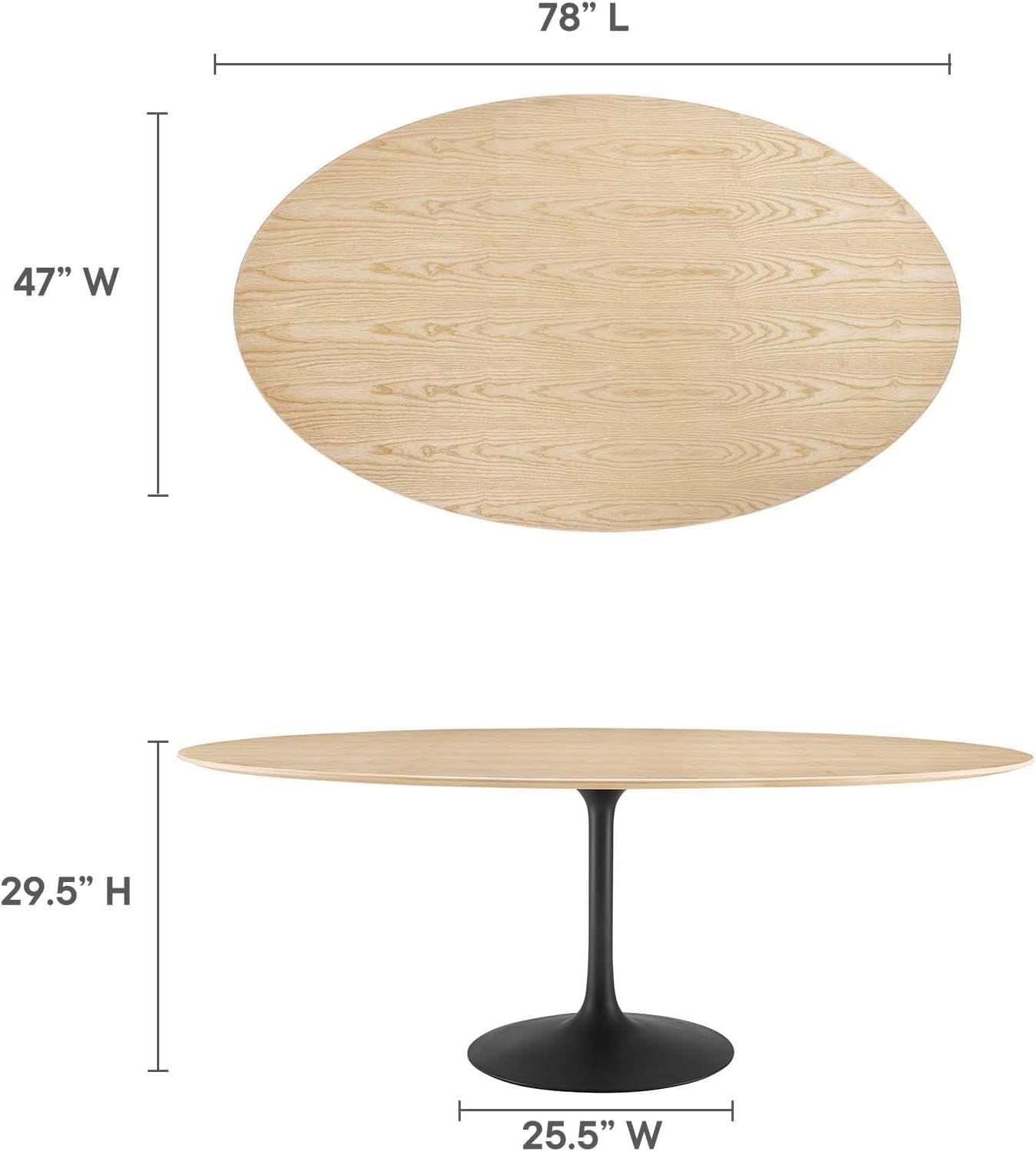 Modway Lippa Dining Table, 78', Black Natural