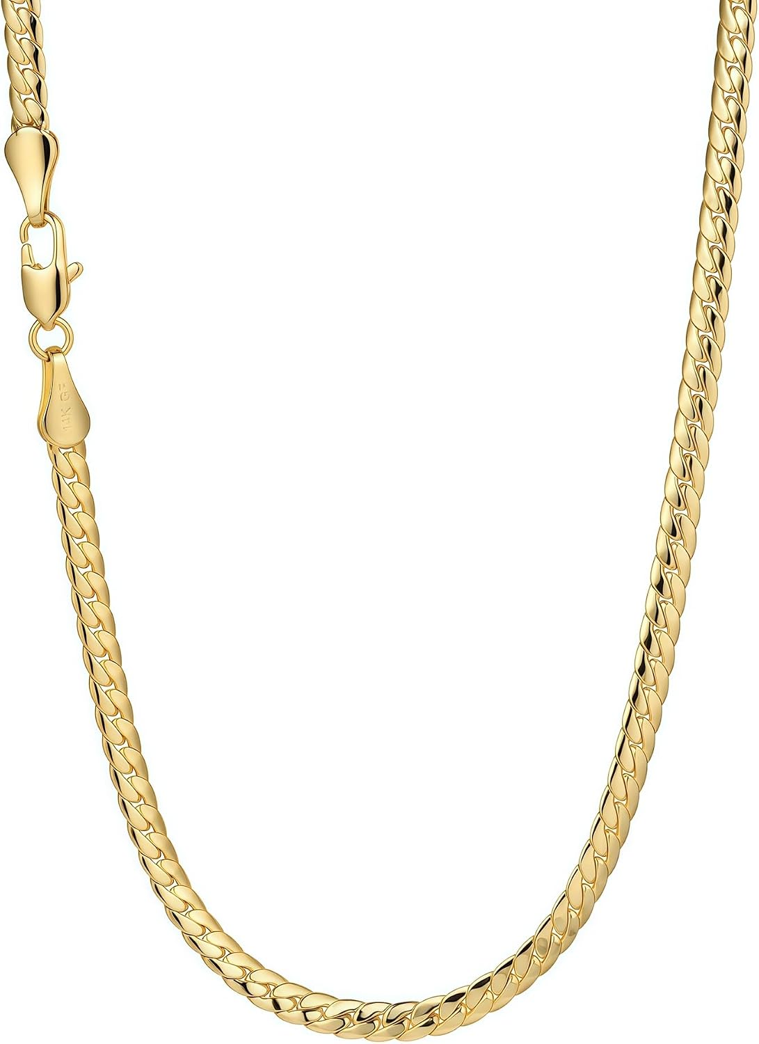 Gold Chain for Women & Men,14K Gold Necklace for Men &Women Flat Snake Chains for Womens Herringbone Curb Choker Chains Necklaces 3MM Width，18' 20' 22' 24'