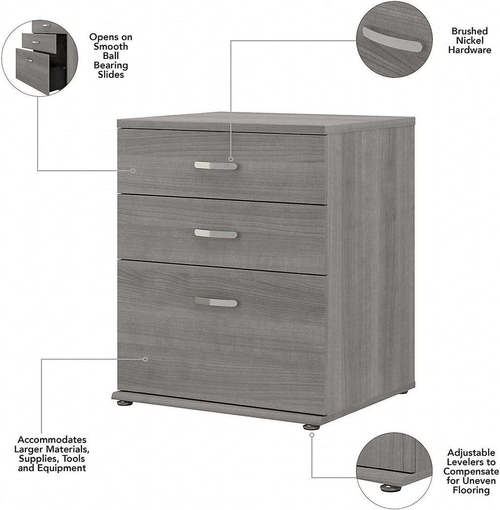Bush Business Furniture Universal Floor Storage Cabinet with Drawers in Platinum Gray