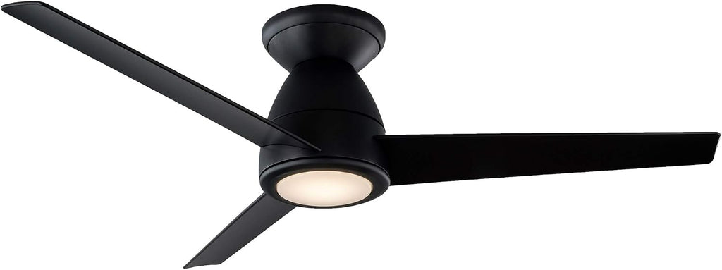 Tip Top Smart Indoor and Outdoor 3-Blade Flush Mount Ceiling Fan 44in Matte Black with 3500K LED Light Kit and Remote Control worksworks with Alexa and iOS or Android App