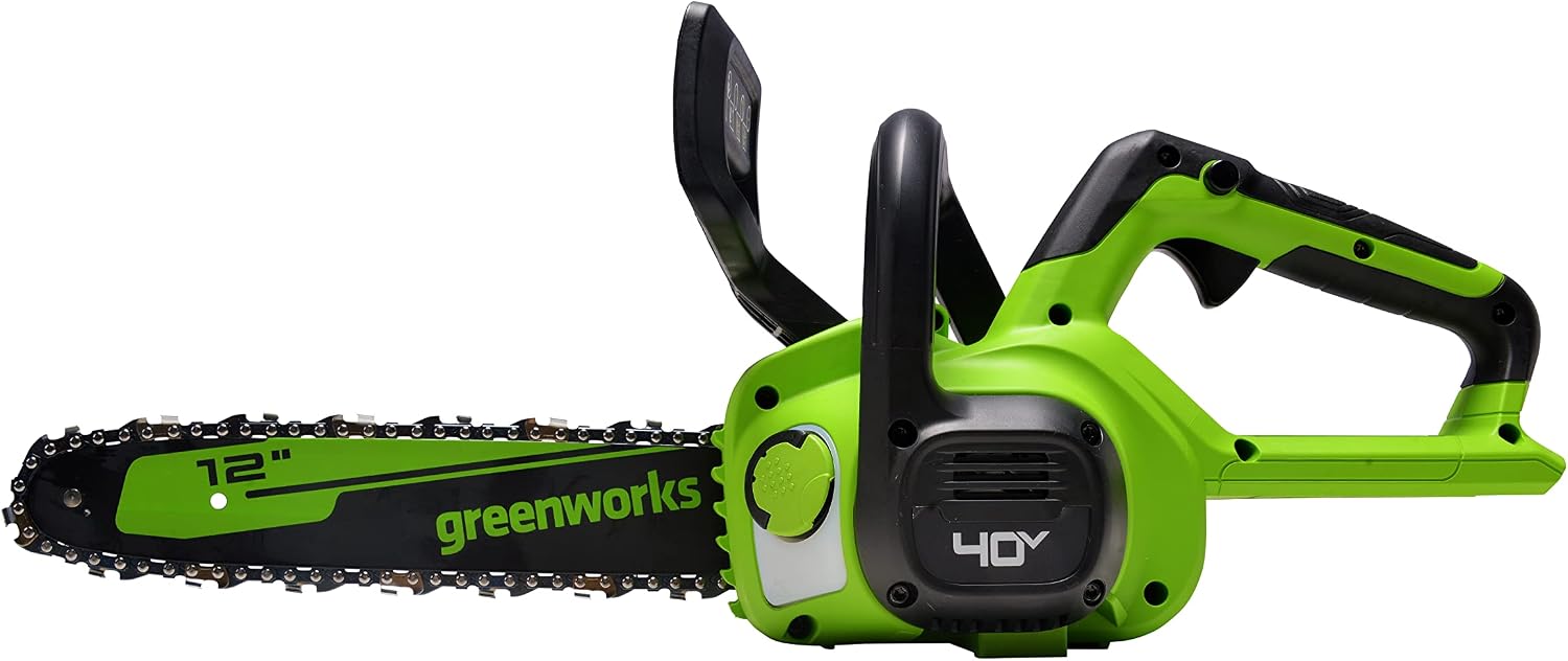 Greenworks 40V 12' Cordless Compact Chainsaw (Great For Storm Clean-Up, Pruning, and Camping), Tool Only