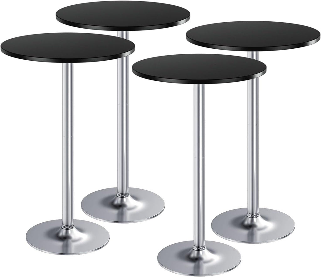 Furmax Bistro Pub Table Round Bar Height Cocktail Table for Home Bar, Round Bar Tables for Party, Dining Room, Living Room and Wedding, Metal Base MDF Top, 40.6 Inch Height (4, Black-2)