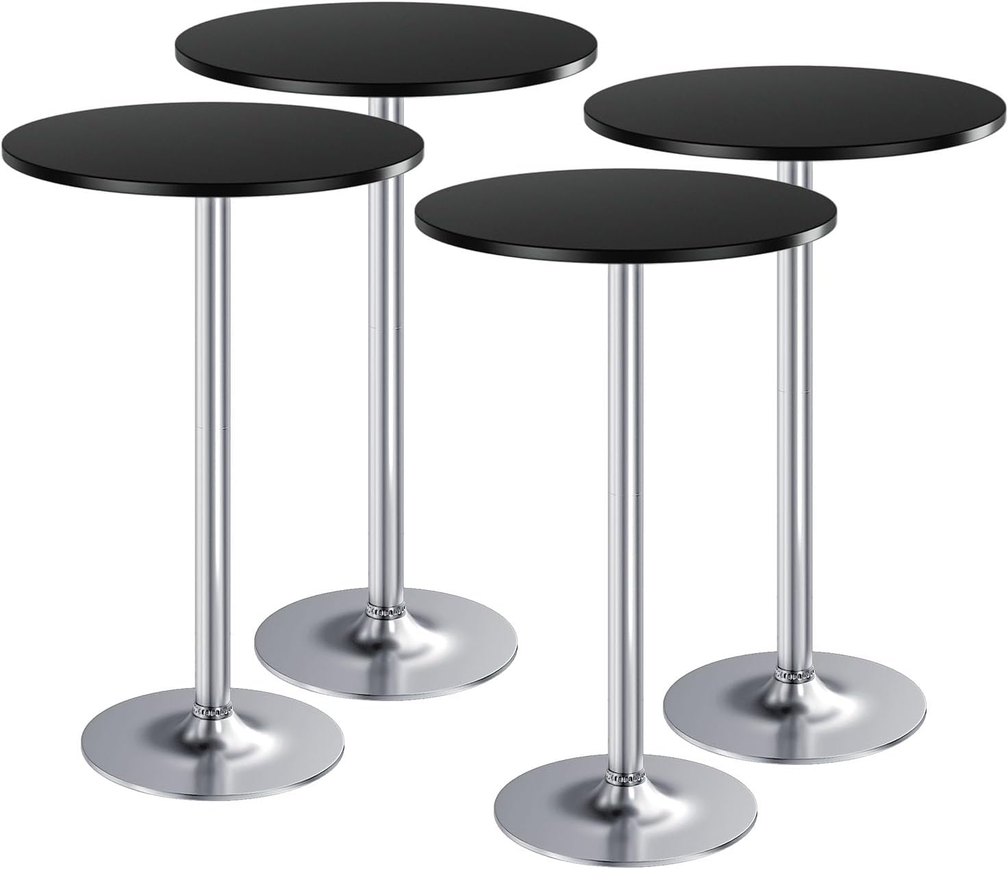 Furmax Bistro Pub Table Round Bar Height Cocktail Table for Home Bar, Round Bar Tables for Party, Dining Room, Living Room and Wedding, Metal Base MDF Top, 40.6 Inch Height (4, Black-2)