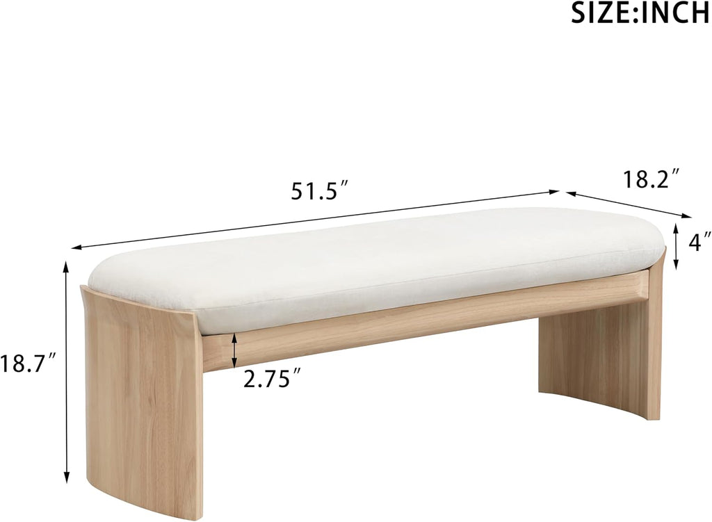 Christopher Knight Home Paxton Fabric Upholstered Ottoman Bench, Rectangular Foot Stools Ottoman, Entryway Wood Ottoman Footrest, Bedroom End of Bed Footstool,Living Room Sofa Extra Seat,Beige+Natural